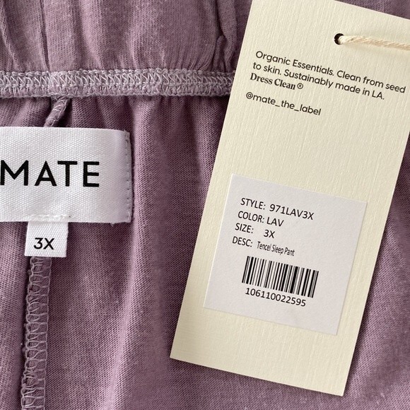 Mate the Label Lavender Tencel Organic Cotton Sleep Pant Pockets High Rise Soft - Picture 10 of 16
